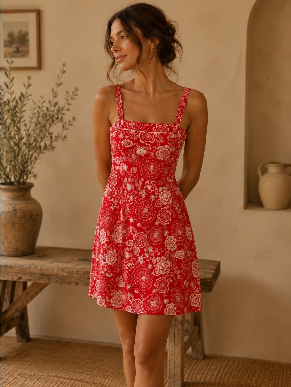 PAPAYA | 100% Cotton Floral Mini Sun Dress | Feminine Summer Cottagecore Dress